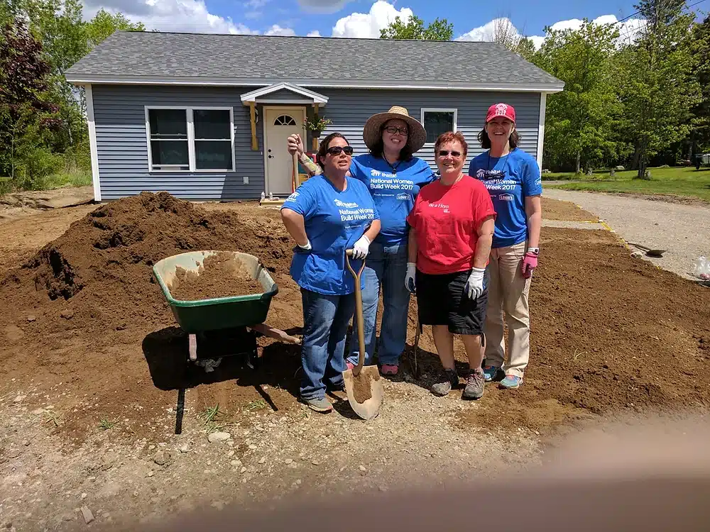 Core volunteers taking a break on a Golden Crescent Habitat build site